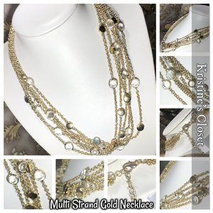 Multi Stand Gold Costume Necklace